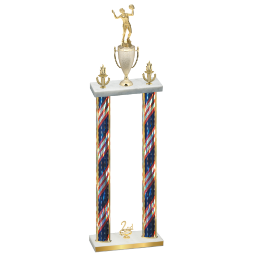 Double Flag USA Second Place Volleyball Trophy