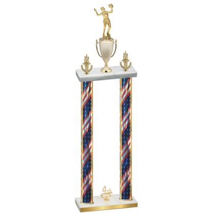 Double Flag USA Fourth Place Volleyball Trophy