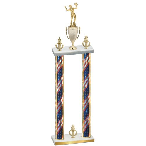 Double Flag USA Victory Volleyball Trophy