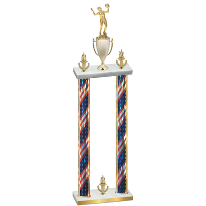 Double Flag USA Victory Volleyball Trophy
