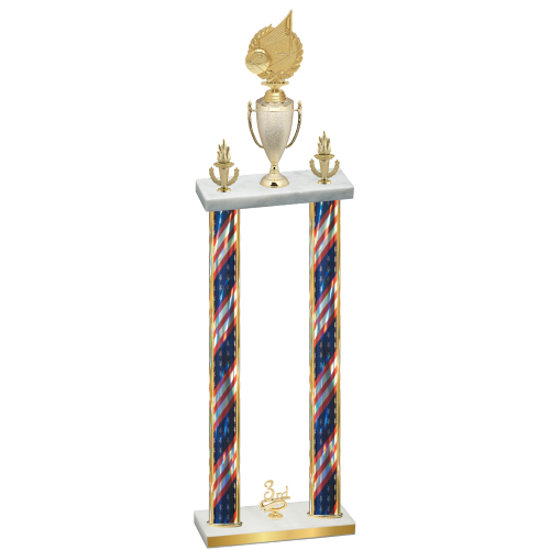 Double Flag USA Third Place Volleyball Trophy