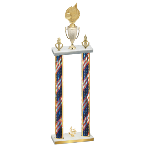 Double Flag USA Fourth Place Volleyball Trophy