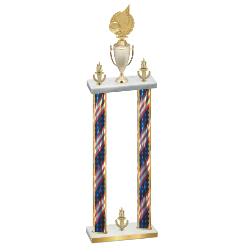 Double Flag USA Victory Volleyball Trophy