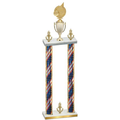 Double Flag USA Victory Volleyball Trophy