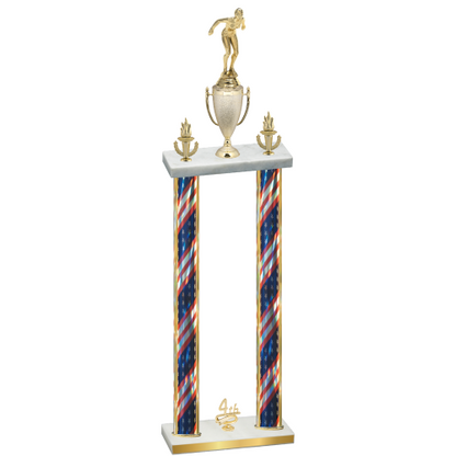 Double Flag USA Fourth Place Tennis Trophy