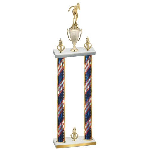 Double Flag USA Victory Tennis Trophy
