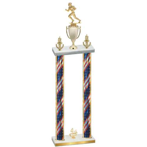 Double Flag USA Fourth Place Football Trophy