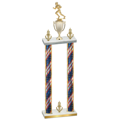 Double Flag USA Victory Football Trophy