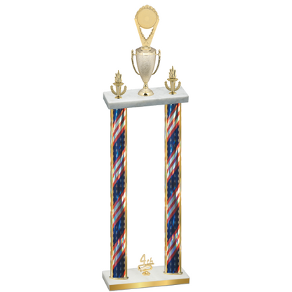 Double Flag USA Fourth Place Insert Trophy