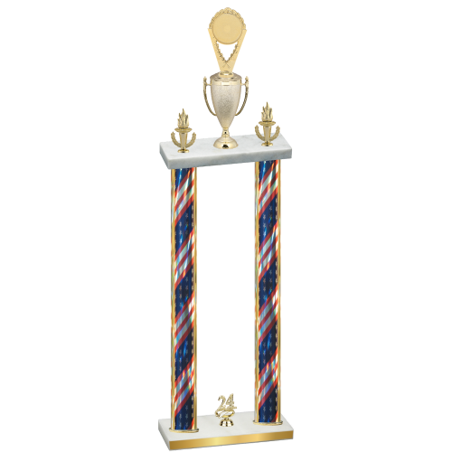 Double Flag USA Year Insert Trophy