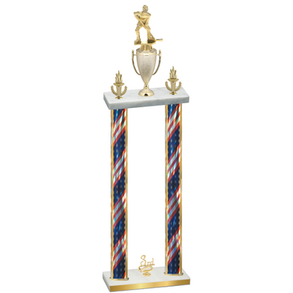 Double Flag USA Third Place Hockey Trophy