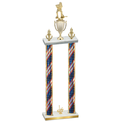 Double Flag USA First Place Hockey Trophy