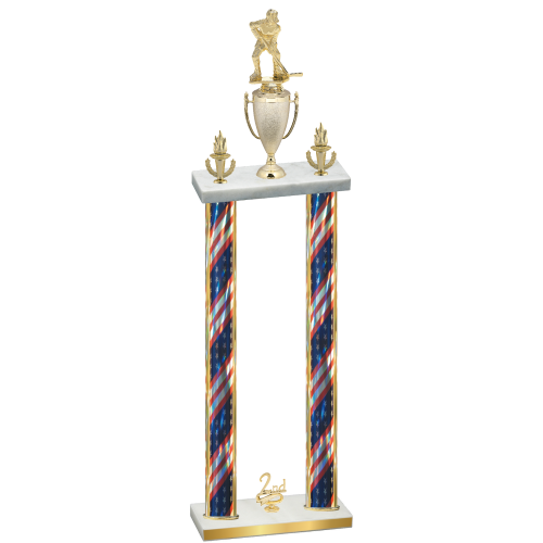 Double Flag USA Second Place Hockey Trophy