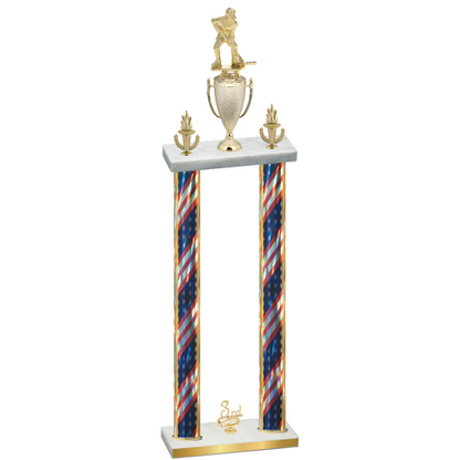 Double Flag USA Third Place Hockey Trophy