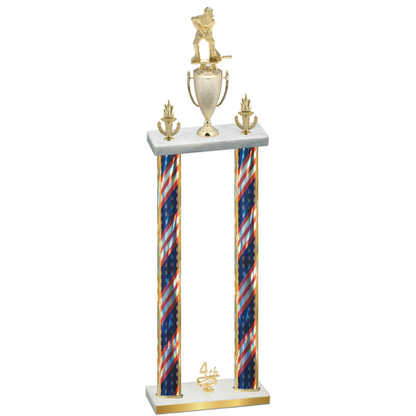 Double Flag USA Fourth Place Hockey Trophy