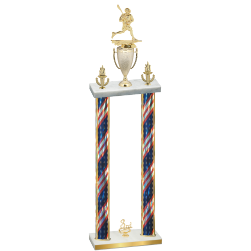 Double Flag USA Third Place Lacrosse Trophy