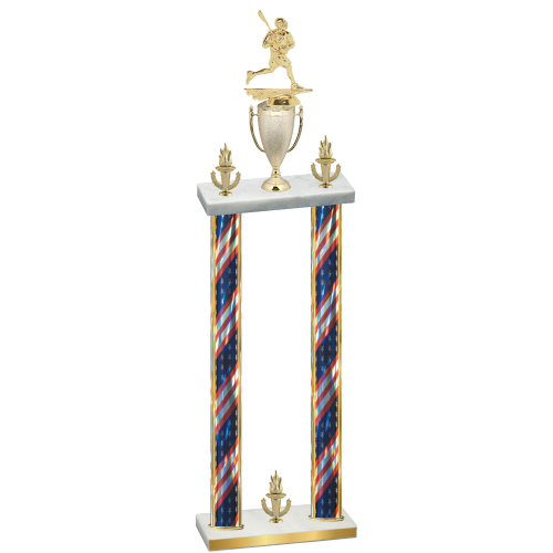 Double Flag USA Victory Lacrosse Trophy