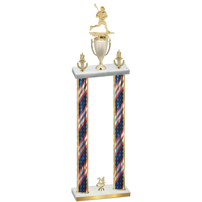 Double Flag USA Year Lacrosse Trophy