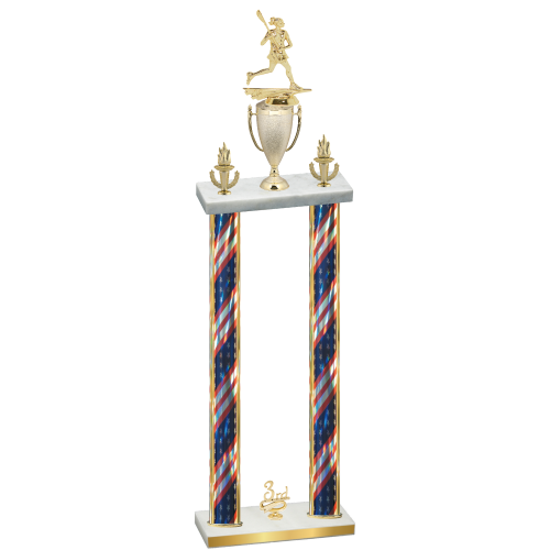Double Flag USA Third Place Lacrosse Trophy