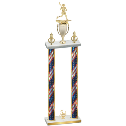 Double Flag USA Third Place Lacrosse Trophy