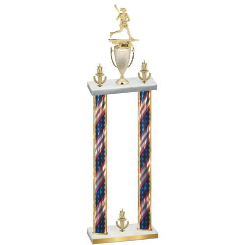 Double Flag USA Victory Lacrosse Trophy