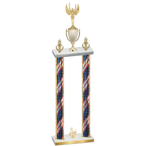 Double Flag USA Third Place Victory Trophy