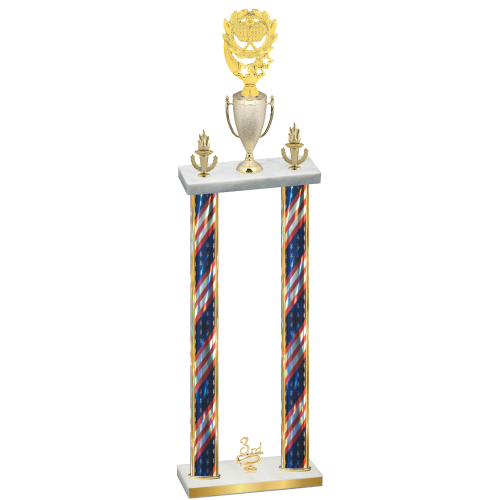 Double Flag USA Third Place Pickleball Trophy