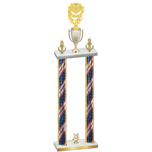 Double Flag USA Year Pickleball Trophy