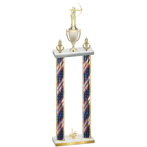 Double Flag USA First Place Archery Trophy