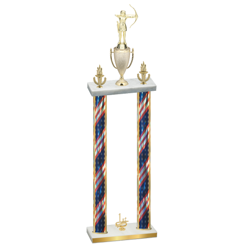 Double Flag USA First Place Archery Trophy