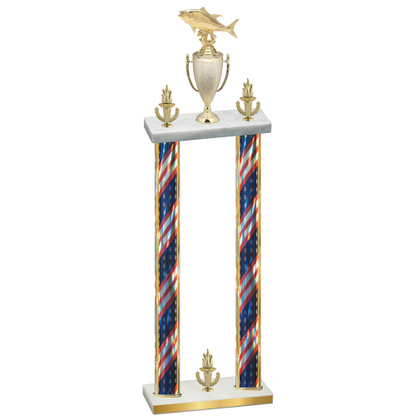 Double Flag USA Victory Fishing Trophy