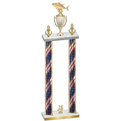 Double Flag USA Year Fishing Trophy