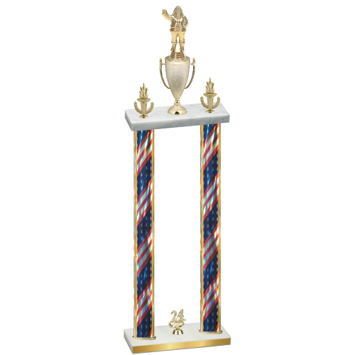 Double Flag USA Year Holiday Trophy