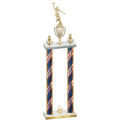 Double Flag USA Second Place Basketball Trophy
