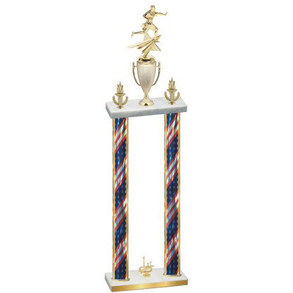 Double Flag USA First Place Flag Football Trophy
