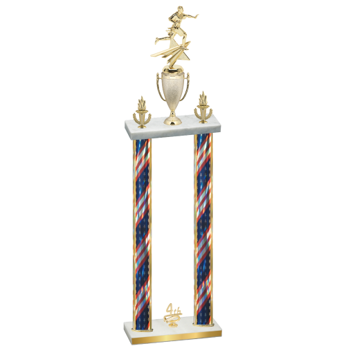 Double Flag USA Fourth Place Flag Football Trophy