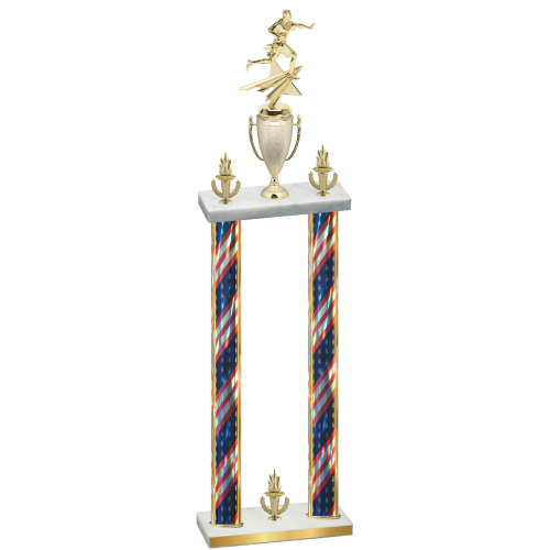 Double Flag USA Victory Flag Football Trophy
