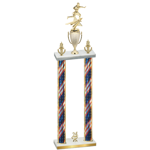 Double Flag USA Year Flag Football Trophy