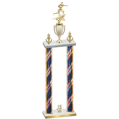 Double Flag USA Year Flag Football Trophy