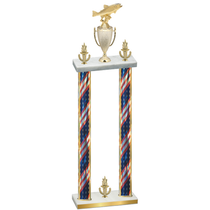 Double Flag USA Victory Fishing Trophy