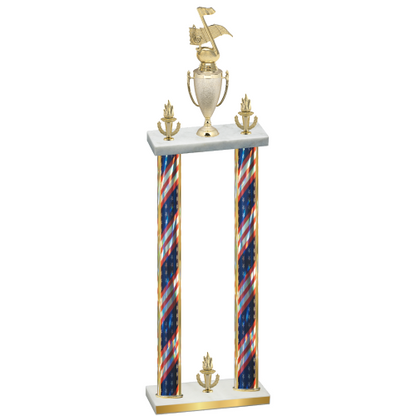 Double Flag USA Victory Music Trophy