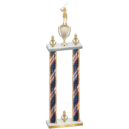 Double Flag USA Victory Golf Trophy