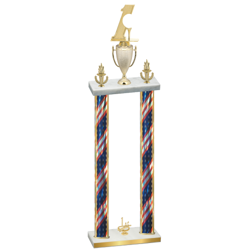 Double Flag USA First Place Golf Trophy
