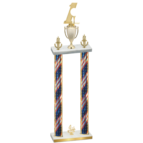 Double Flag USA Fourth Place Golf Trophy