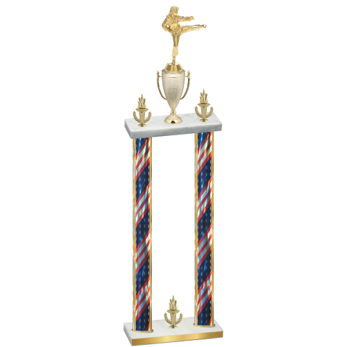 Double Flag USA Victory Karate Trophy
