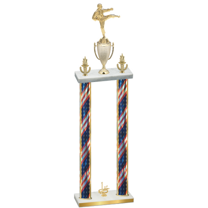 Double Flag USA First Place Karate Trophy