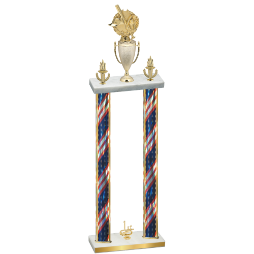 Double Flag USA First Place Baseball Trophy