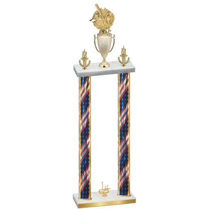 Double Flag USA First Place Baseball Trophy