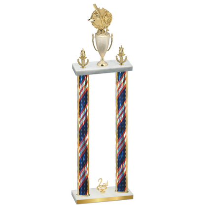 Double Flag USA Second Place Baseball Trophy