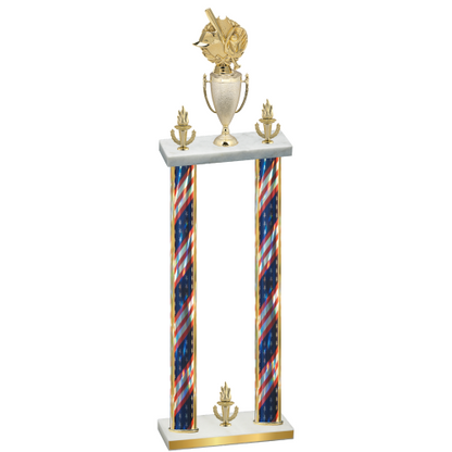 Double Flag USA Victory Baseball Trophy